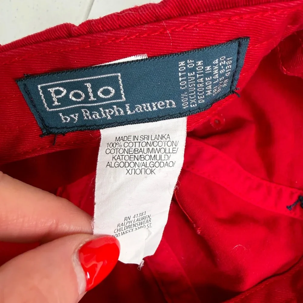 Vintage Polo Ralph Lauren Baseball Cap Red Navy Pony Logo Adjustable Cotton Hat